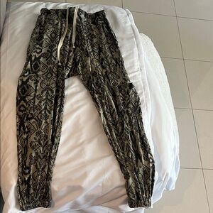 FP Movement by Free People Olive Green and Black Patterned Joggers